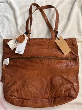 margot Leather Tote in Warm Chestnut